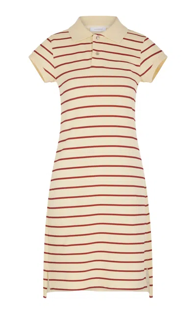 Rabanne Striped Cotton Polo Mini Dress In Neutral