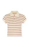 Rabanne Striped Cotton Polo Shirt In Neutral