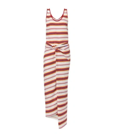 Rabanne Striped Cotton-blend Jersey Maxi Dress In Brown