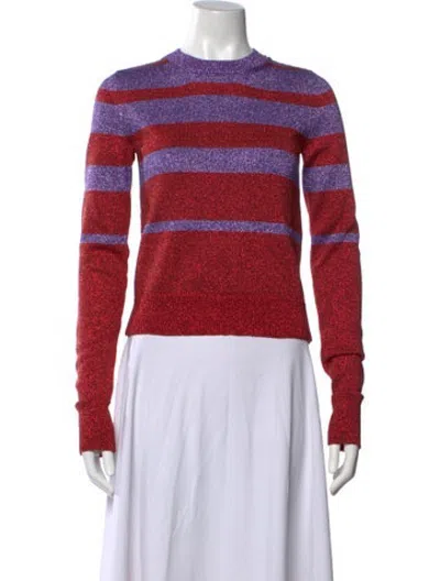Pre-owned Rabanne Striped Crew Neck Sweater W/ Tags In Purple/red