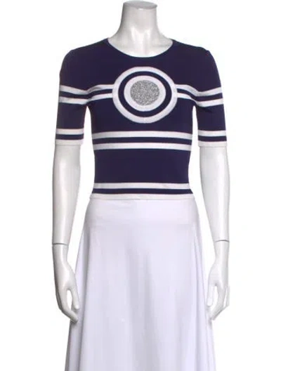 Pre-owned Rabanne Striped Crew Neck Top In White