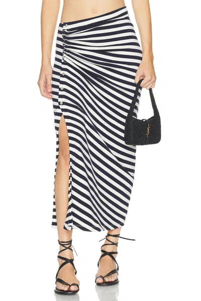 Rabanne Striped Draped Midi Skirt In Multi