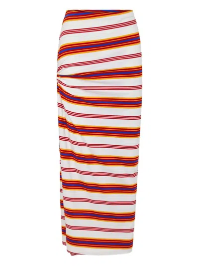 Rabanne Embellished Striped Stretch-jersey Maxi Skirt In Multi