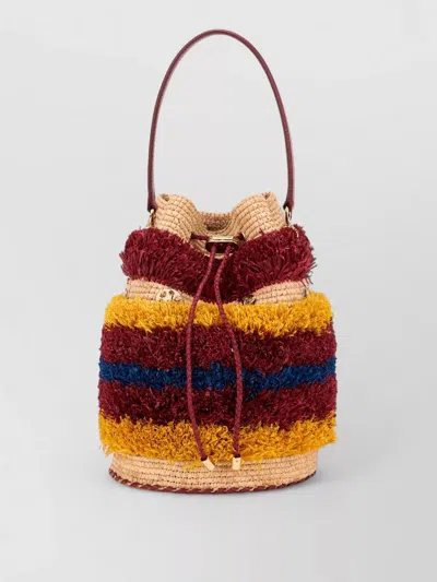 Rabanne Striped Fringe Bucket Shoulder Bag In Multi