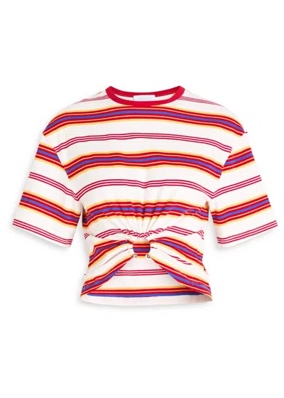 RABANNE RABANNE STRIPED GATHERED STRETCH-COTTON T-SHIRT