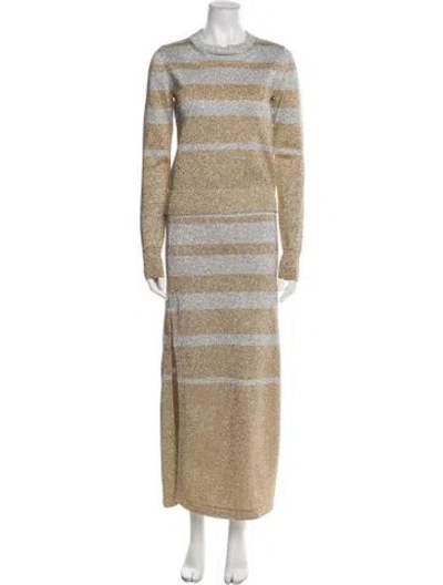 Pre-owned Rabanne Striped Glitter Accents Pant Set In Silver