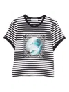 Rabanne Striped Graphic Top In Black