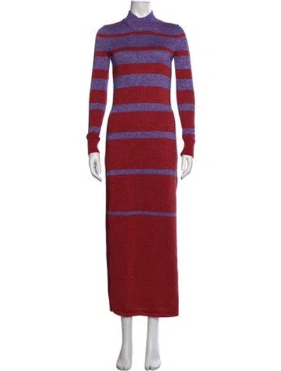 Pre-owned Rabanne Striped Long Dress In Purple/red
