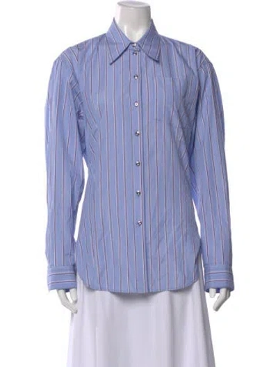 Pre-owned Rabanne Striped Long Sleeve Button-up Top In Blue