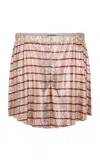 Rabanne Striped Metallic Mesh Shorts In Brown