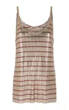 Rabanne Striped Metallic Mesh Tank Top In Brown