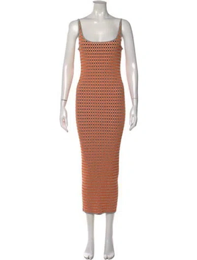 Pre-owned Rabanne Striped Midi Length Dress In Gray