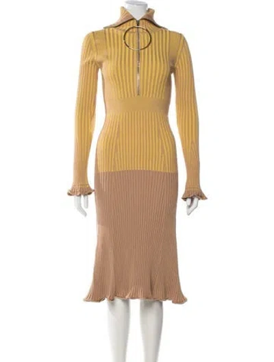 Pre-owned Rabanne Striped Midi Length Dress In Yellow