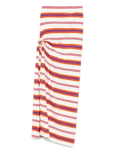 Rabanne Embellished Striped Stretch-jersey Maxi Skirt In Multi