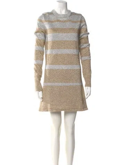 Pre-owned Rabanne Striped Mini Dress In Neutral