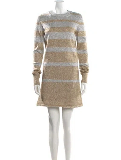 Pre-owned Rabanne Striped Mini Dress In Neutral