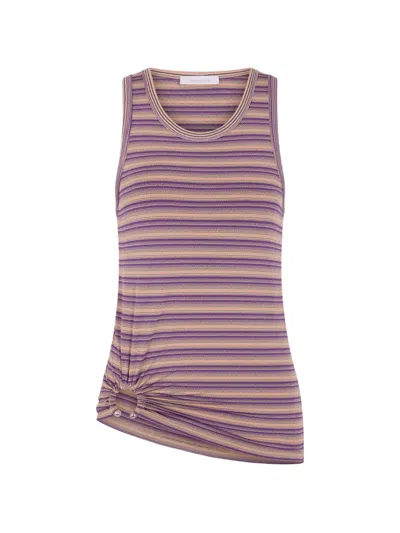Rabanne Striped Piercing-detail Tank Top In Pink