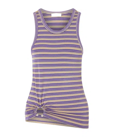 Rabanne Striped Piercing-detail Tank Top In Purple