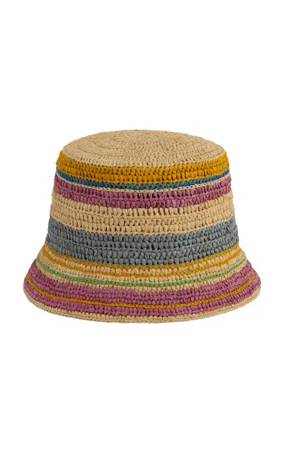 Rabanne Striped Raffia Bob Hat In Multi