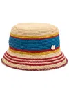 Rabanne Striped Raffia Bucket Hat