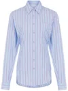 Rabanne Stripe Cotton Poplin Button-up Shirt In Blue