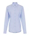 Rabanne Stripe Cotton Poplin Button-up Shirt In Blue