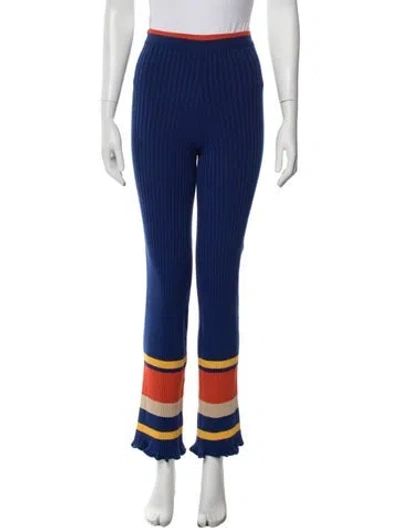 Pre-owned Rabanne Striped Straight Leg Pants In Blue