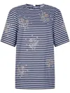 Rabanne Printed Cotton Jersey T-shirt In Blue