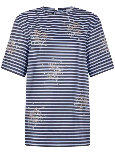 Rabanne Striped T-shirt In Blue