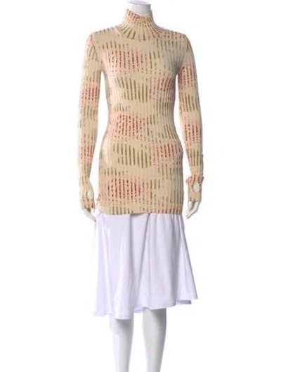 Pre-owned Rabanne Striped Turtleneck Sweater In Neutral