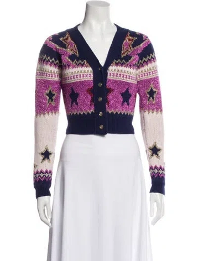 Pre-owned Rabanne Striped V-neck Sweater In Blue