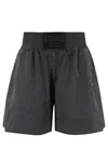 Rabanne Striped Wool Shorts With Logo Detail