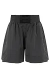Rabanne Striped Wool Shorts With Logo Detail