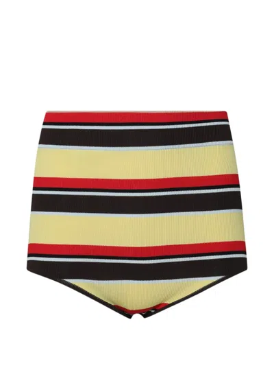 Rabanne Striped-pattern Knit Shorts In Yellow