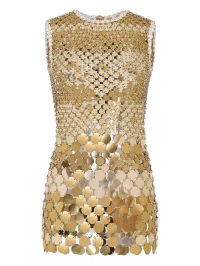 Rabanne Stud Assembly Mini Dress In Gold