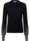 Rabanne Stud-cuffs Wool Jumper In Black