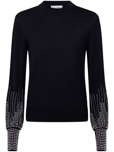Rabanne Stud-cuffs Wool Jumper In Black