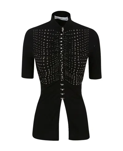 Rabanne Stud-detail Jersey Top In Black
