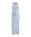 Rabanne Sleeveless Draped Jersey Midi Dress In Gray
