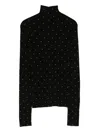 Rabanne Fitted Black Wool Sweater With Metallic Studs In Black