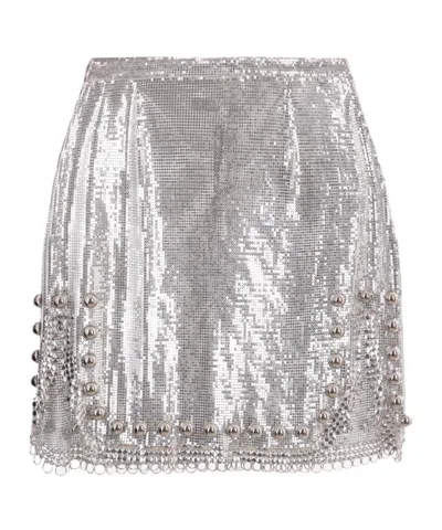 RABANNE PACO RABANNE METALLIC EFFECT HIGH WAIST SKIRT