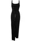 RABANNE STUD-EMBELLISHED RUCHED MAXI DRESS