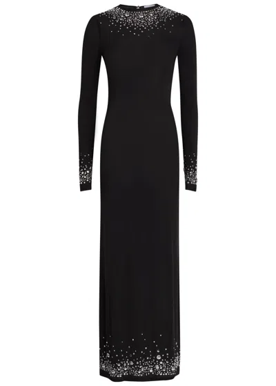 Rabanne Stud-embellished Stretch-jersey Maxi Dress In Black