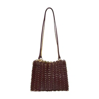 Rabanne Studded Calfskin Shoulder Bag In Brown