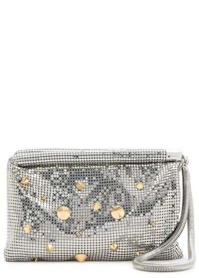 Rabanne Studded Chainmail Shoulder Bag In Silver