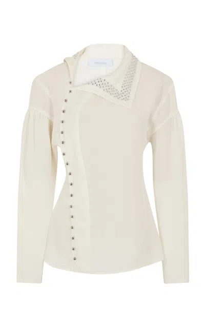 Rabanne Studded Crepe Top In Neutral