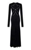 Rabanne Studded Cutout Jersey Maxi Dress In Black