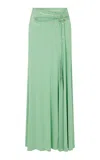 Rabanne Studded Cutout Jersey Maxi Skirt In Green