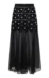 Rabanne Studded Cutout Midi Skirt In Black
