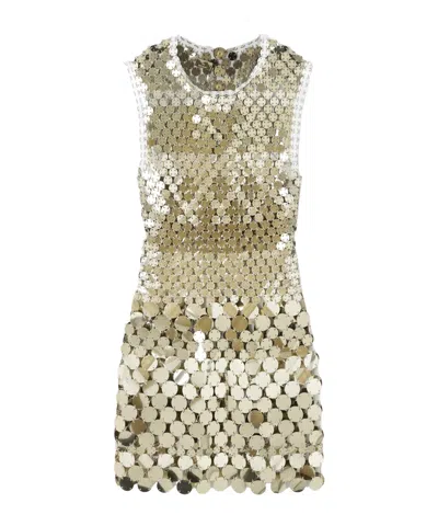 Rabanne Studded Disc Mini Dress In Gold
